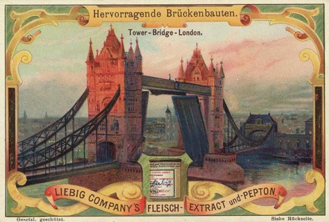 Picture series Outstanding Bridge Buildings, Tower Bridge in London, England, Liebig picture,