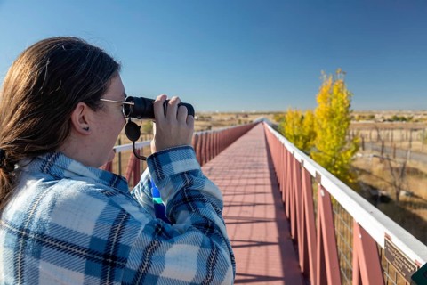 Keenesburg, Colorado, A visitor looks for animals at the Wild Animal Sanctuary, a nonprofit that