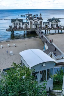 The Sellin pier, 394 metres long, with restaurant, jetty, lift Rügen Island, Mecklenburg-Western