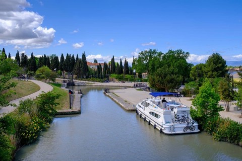 Fonseranes lock stairs, Échelle d'Écluses de Fonseranes, Neuf Ecluses, Canal du Midi, Beziers,