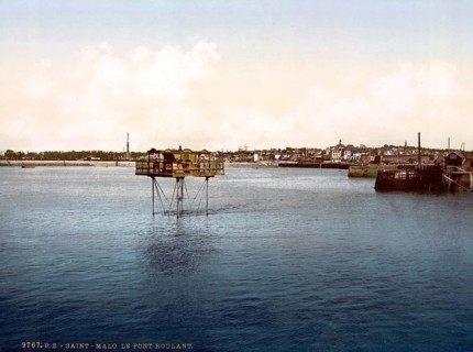 Roulant Bridge in St. Malo, Brittany, France, ca 1890, Historical, digitally restored reproduction