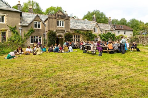 Graduation event meal, Old Postern, Schumacher College, Totnes, Devon, England, UK