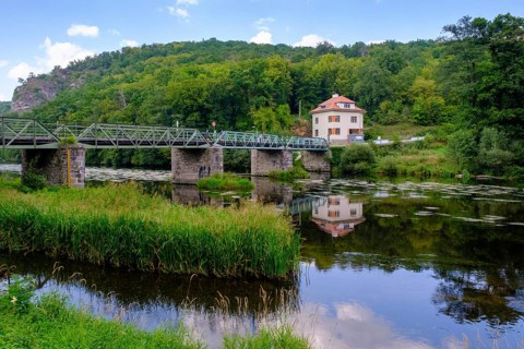 An der Thaya, Thaya bridge Hardegg, Cížov, state border in the middle of the river, Hardegg, Thaya