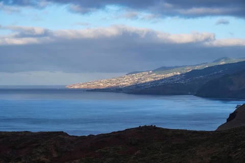 View of Funchal city and Madeira airport in the morning. Madeira, Portugal, Europe