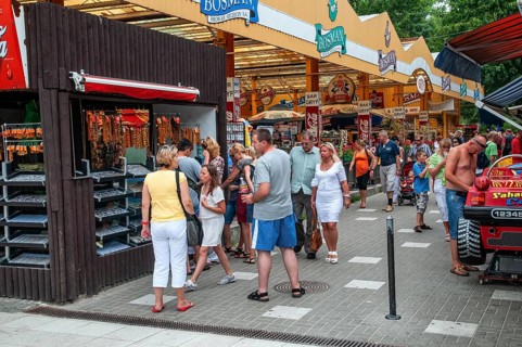 The promenade with old buildings in Swinoujscie, Swinemünde, West Pomerania, Poland, East Europe,