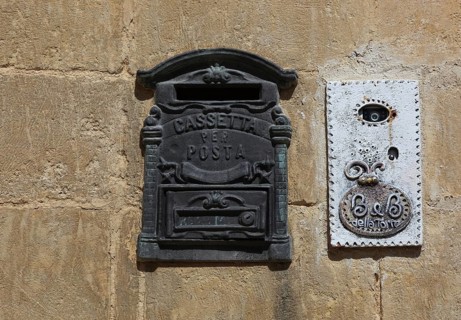 Mailbox in the historic centre, Matera, Basilicata, Italy, Europe