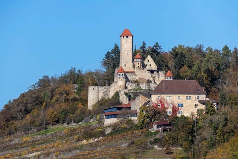 Hornberg Castle, castle of the knight Götz von Berlichingen. Landmark of Neckarzimmern and one of