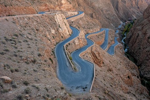 Mountain pass with serpentines, Gorges du Dades, Dades Gorge, Tamellalt, Morocco, Africa