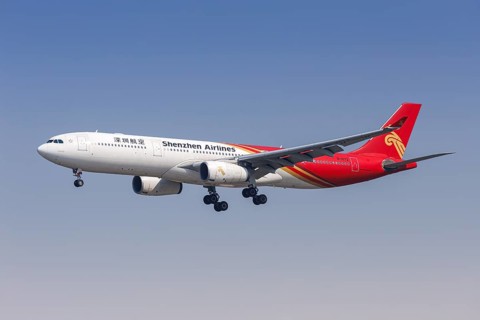 An Airbus A330-300 aircraft of Shenzhen Airlines with the registration number B-1072 at Hongqiao