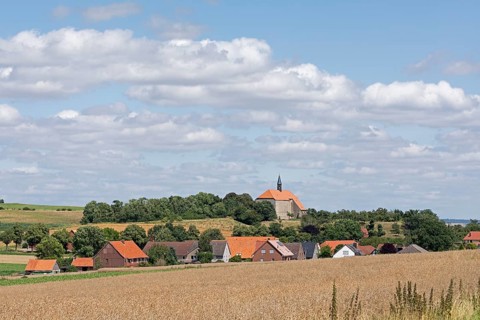 Former monastery church, church, houses, Wittenburg, Elze, Lower Saxony, Germany, Europe
