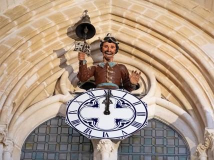 Papamoscas or fly snappers on the clock in the Cathedral of Santa Maria of Burgos, historic centre,