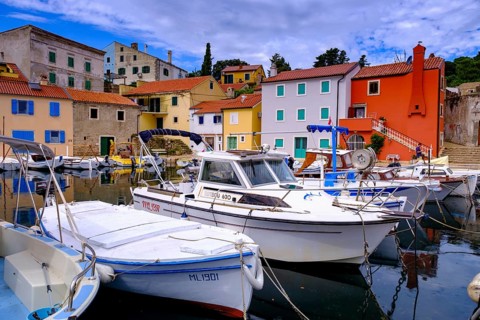 Rovenska harbour, Veli Losinj, near Mali Losinj, island of Losinj, Kvarner Gulf Bay, Croatia,