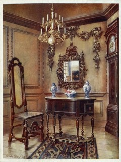 Furniture around the turn of the century 1900, Panelling, from an old house, Mirror frame, Walnut