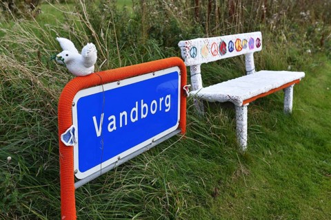 Bank with peace symbol in Denmark