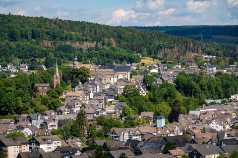 Bad Berleburg, in the district of Siegen-Wittgenstein, Rothaargebirge, Sauerland, upper town, with