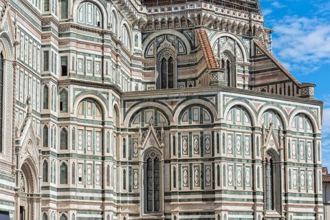 Facade of the Cathedral of Santa Maria del Fiore, Duomo, building, architecture, history, culture,