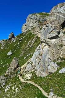 Ascending to the summit of Pierre Avoi, Valais Alps, Verbier, Valais, Switzerland, Europe