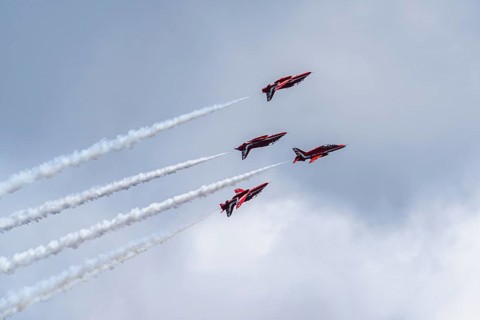 Red Arrows, Royal Air Force Aerobatic Team, Airshow 2024, Teignmouth, Devon, England, United