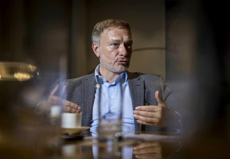 Christian Lindner (FDP), Federal Minister of Finance, recorded during an interview in his office at