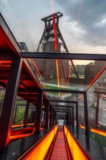 Zeche Zollverein, rainy day, ride on the escalator of the Ruhr Museum, in the coal washing plant,