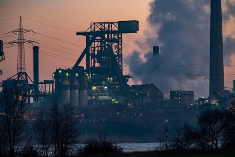 Duisburg-Hüttenheim steel site, Hüttenwerke Krupp-Mannesmann, HKM, blast furnace, Rhine, Duisburg,