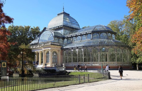 Palacio de Cristal, Crystal Palace built 1887 in El Retiro park, Madrid, Spain, Europe