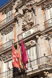 Plaza Mayor, Madrid, Spain designed 1619 Juan Gomez de Mora central square tourist attraction in