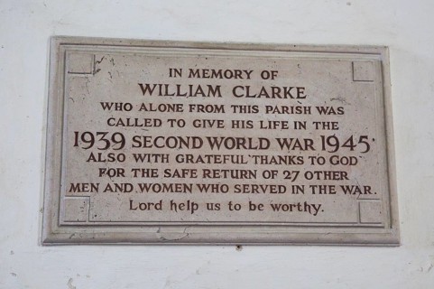 Village second world war memorial to fallen, Saint Andrew church, Westhall, Suffolk, England, UK
