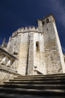 Fortified structure with bell tower, parapets and battlements, The Convent of Christ, Tomar,