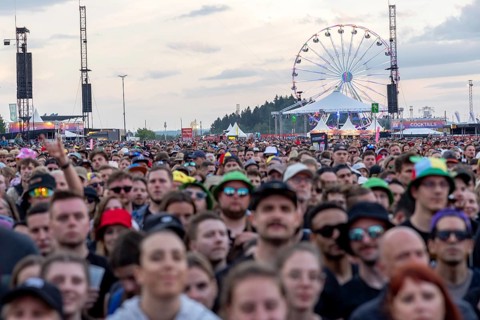 Adenau, Germany, 8 June 2024: Fans at the Rock am Ring Festival. The festival takes place at the