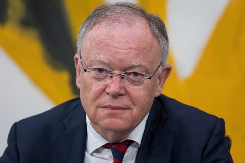 Stephan Weil (Minister-President of Lower Saxony, SPD) at a press conference after the