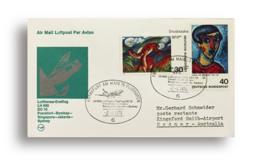 First flight letter, first flight cover, Lufthansa first flight LH690 with DC10 from Frankfurt,