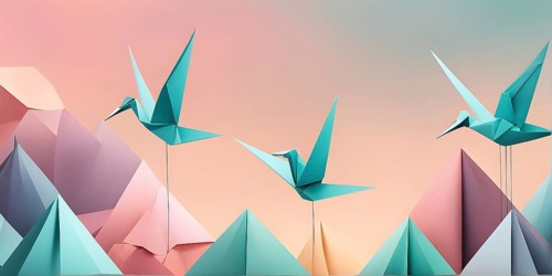 Abstract origami bird wallpaper illustration, AI generated