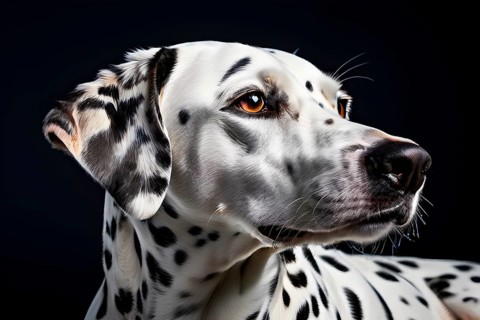 Dalmatian dog portrait, isolated on black background, ai generated, AI generated