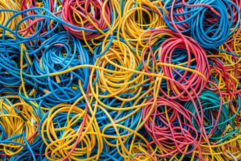 Electronic waste, cable, data cable, power cable, format-filling, symbolic image for cable