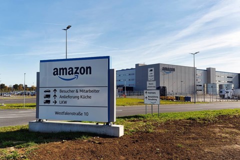 Amazon logistics centre PAD2, Amazon.com, online shopping, access road, Horn-Bad Meinberg, East