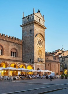 Torre Dell'Orologio and Palazzo della Ragione, Piazza delle Erbe, Mantua, Mantova, Italy, Europe