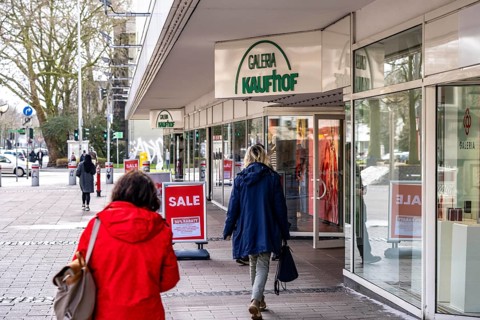 Galeria Kaufhof department stores' in the city centre of Duisburg, on Düsseldorfer Straße, is