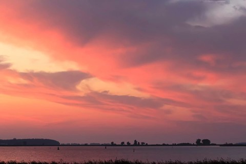 Evening sky at the Baltic Sea near Peenemünde, September, Mecklenburg-Western Pomerania, Germany,