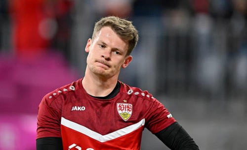 Goalkeeper Alexander Nübel VfB Stuttgart (33) portrait, pensive, Allianz Arena, Munich, Bavaria,