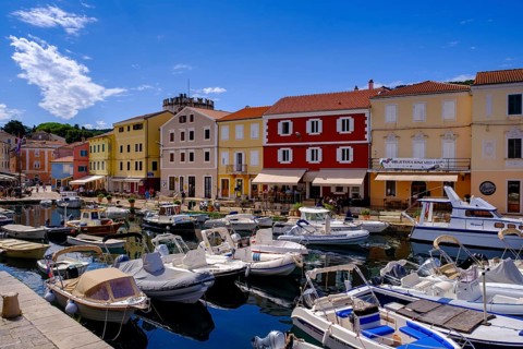 Veli Losinj harbour, near Mali Losinj, island of Losinj, Kvarner Gulf Bay, Croatia, Europe