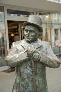 Franz Joseph Burda in the role of Andre, statue, Malergasse, Offenburg, Baden-Württemberg, Germany,