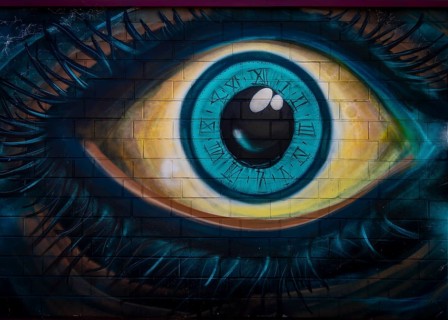 Graffiti eye, Seligenstadt, Hesse, Germany, Europe