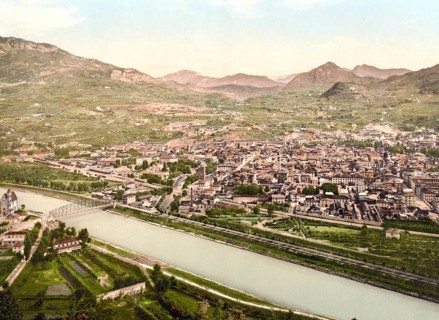 View of Trento, formerly Austria-Hungary, today South Tyrol, Italy, Historical, digitally restored