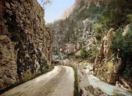 On the road between Voss & Stalheim, Norway, View from 1885, Historical, digitally restored