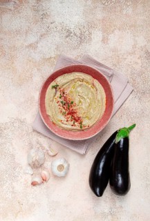 Babaganoush, eggplant appetizer, traditional Lebanese cuisine, homemade, no people