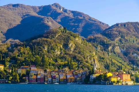 Mountain Village Varenna on Alpine Lake Como in Lombardy, Italy, Europe