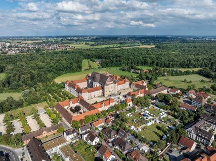 Aerial view of the Wiblingen monastery complex, former Benedictine abbey then castle and barracks,