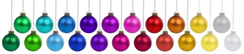 Christmas baubles hanging jewellery banner Christmas baubles decoration cut-out isolated in