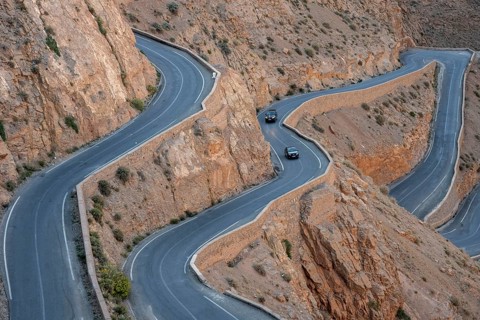 Mountain pass with serpentines, Gorges du Dades, Dades Gorge, Tamellalt, Morocco, Africa